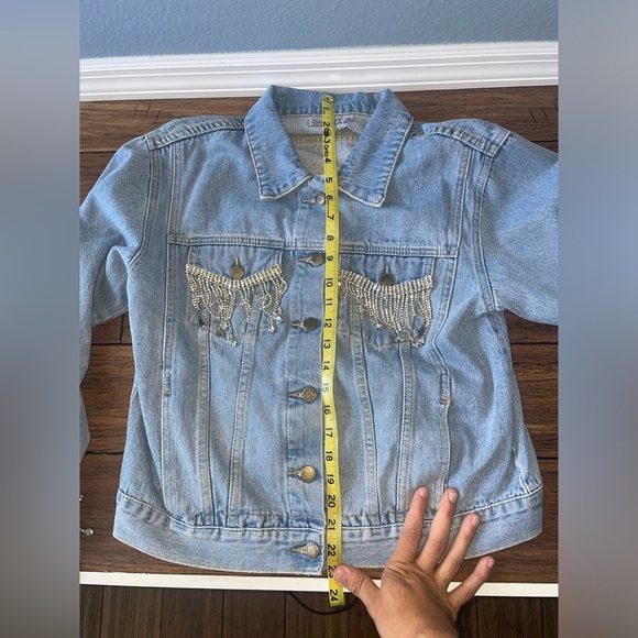 Y2k rhinestone denim jacket bling jacket crystal embellished jean jacket - Picture 5 of 13